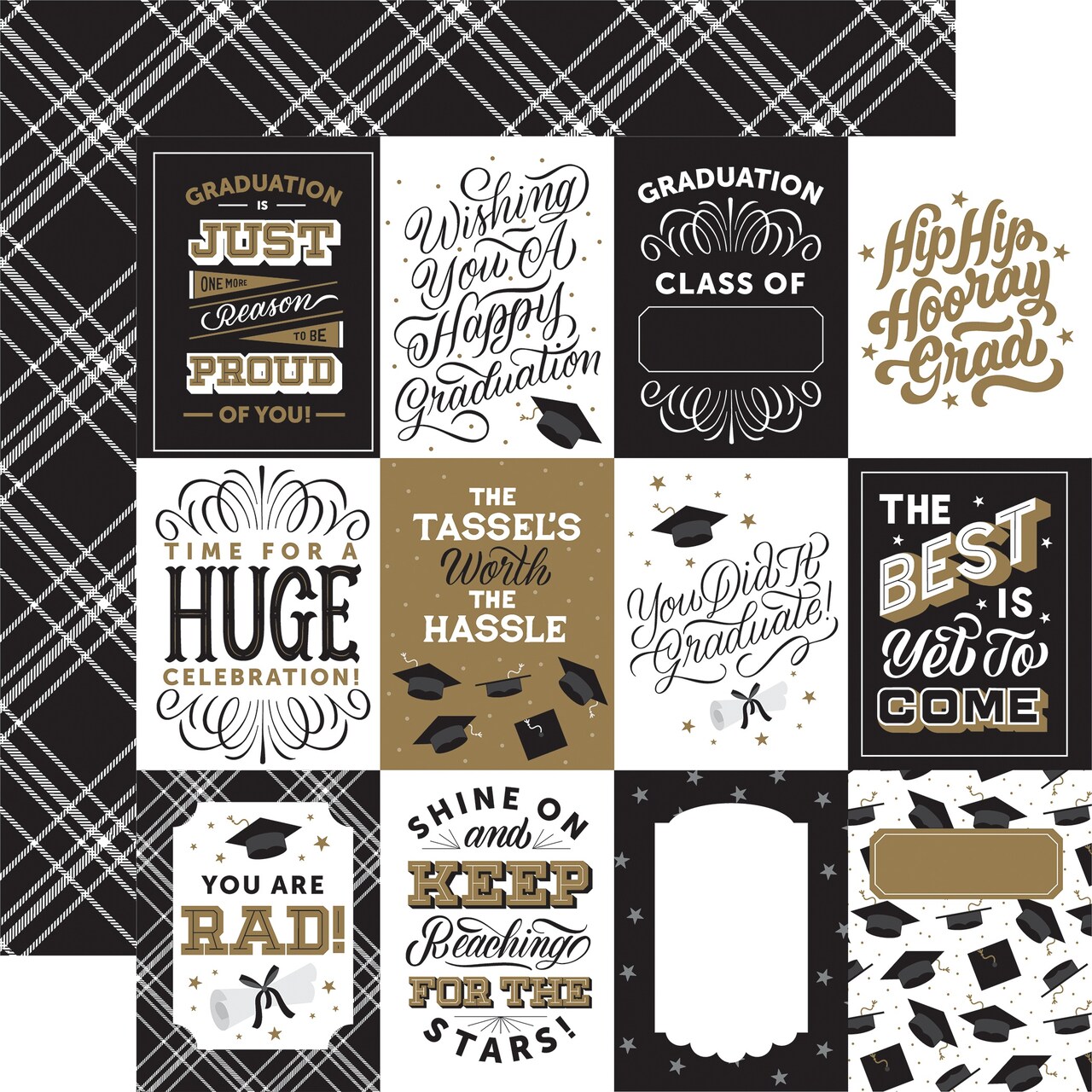 Graduation Double-Sided Cardstock 12"X12"-3"X4" Journaling Cards